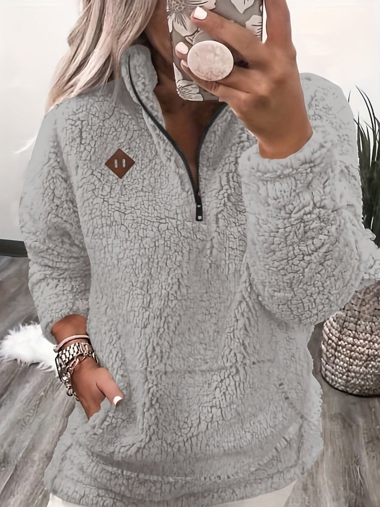 Jana | Teddy-Pullover mit Reißverschluss