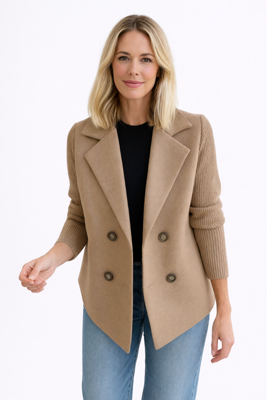 Arelia™ – Chaqueta elegante con mangas de punto