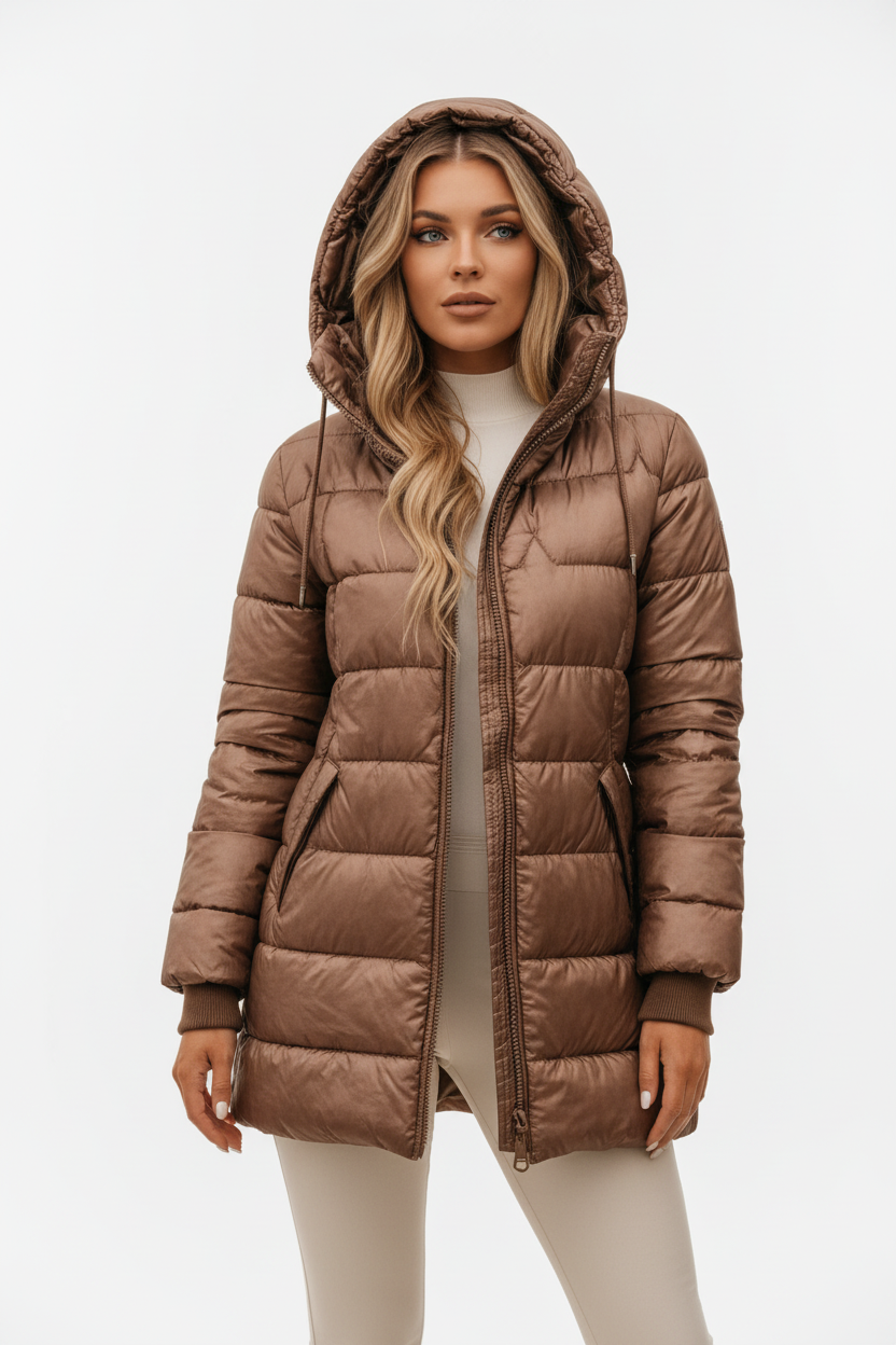 Chaqueta Boreal Lux – Acolchada Larga con Capucha Amplia y Cálida