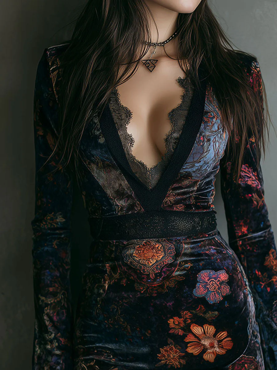 Emilia · Vestido Mini Terciopelo Floral