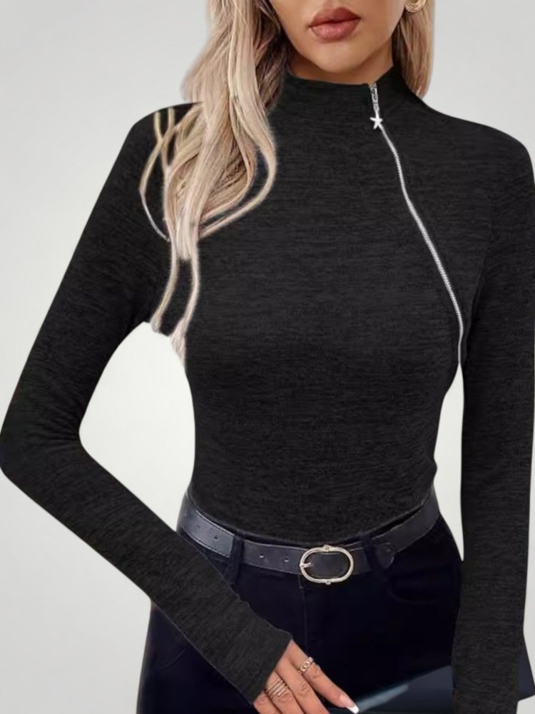Caren | Asymmetrischer Pullover mit Reißverschluss für Frauen